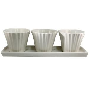 Lees Pottery 15 in. Cupcake Trio Ceramic Planter LEPL1005 15