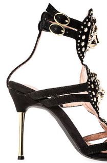 Jeffrey Campbell Shoe Covacha Lion in Suede and Gold Black