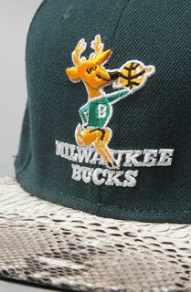 Menaud Sportswear The Milwaukee Bucks Snakeskin Snapback Hat in Green