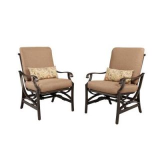 Hampton Bay Pine Valley Motion Patio Dining Chair with Linen Spice Cushion (2 Pack) S2 ABF00920
