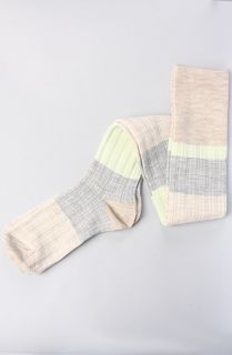 Free People The Merino Wool Striped Over The Knee Socks in Mint Combo