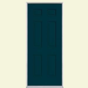 Masonite 6 Panel Painted Steel Entry Door with Brickmold 28718