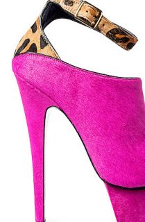 London Trash Shoe Wynne Bootie in Leopard Calf Hair Pink