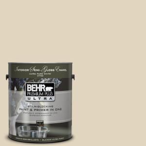 BEHR Premium Plus Ultra 1 gal. #PPU7 17 Wax Sculpture Semi Gloss Enamel Interior Paint 375001