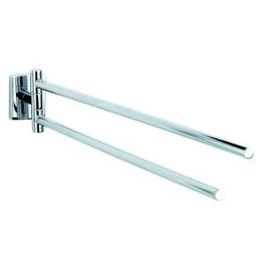 No Drilling Required Klaam 18 in. Two Arm Hand Towel Holder for Kitchen & Bath in Chrome KL203 CHR
