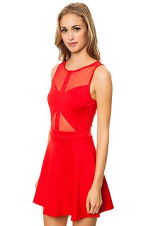 MKL Collective Dress Sleeveless Ponte Skater With Mesh in Red
