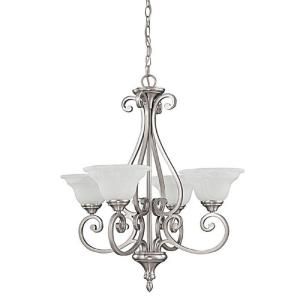 Filament Design 4 Light Matte Nickel Chandelier with Faux White Alabaster Glass Shade CLI CPT203395610