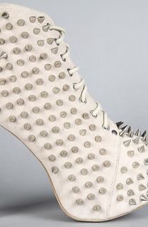 Jeffrey Campbell The Spike Lita Shoe in Nude Suede and Silver