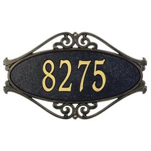Whitehall Products Hackley Fretwork Oval Black/Gold Standard Wall One Line Address Plaque 5505BG