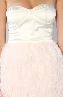 Blaque Label The Feather Skirt Mini Dress in Ivory and Pink