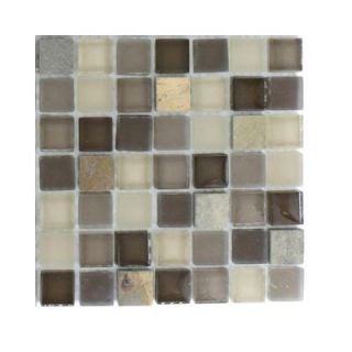 Splashback Tile Tectonic Squares Multicolor Slate and Khaki Blend Glass Floor and Wall Tile   6 in. x 6 in.Tile Sample R6B6 STONE MOSAIC TILE