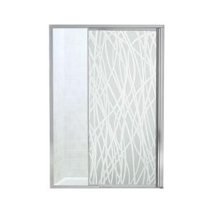 Sterling Plumbing Vista Pivot II 48 in. x 65 1/2 in. Framed Pivot Shower Door in Silver with Tangle Glass Pattern 1505D 48S G65