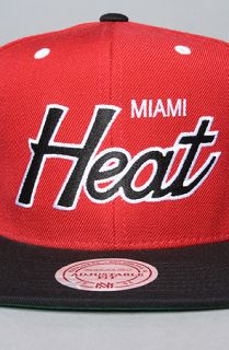 Mitchell & Ness The Miami Heat Script 2Tone Snapback Cap in Black Red