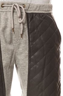 KITE Sweatpants Quilted Vegan Leather Pocket in Heather Grey