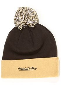 Mitchell & Ness The New Orleans Saints Arch Logo Cuffed Pom Beanie in Black Gold
