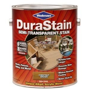 Durastain 1 gal. Semi Transparent Water Based Chestnut Brown Exterior Wood Stain DISCONTINUED 202366
