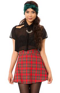 MKL Collective Top Chiffon Button Down Cropped in Black