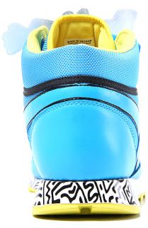 Reebok Shoe Keith Haring Classic Mid in Far Out Blue and Boldly Yellow
