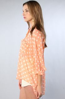 Free People The Polka Dot Easy Rider Button Down Top in Coral