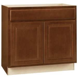 Hampton Bay 36x34.5x24 in. Base Cabinet with Ball Bearing Drawer Glides in Cognac KB36 COG