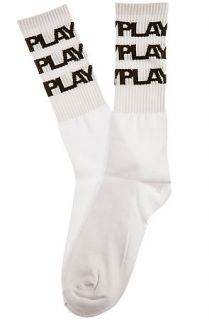 Play Cloths The Play Stripe Socks in White and Olive