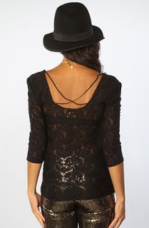 Free People The Scalloped Lace Top in Black