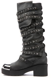 Jeffrey Campbell Boot Simonon Combat in Black and Silver
