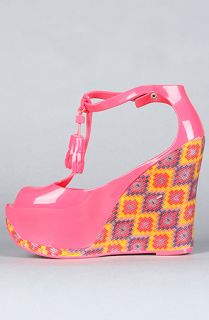 Melissa Shoes The Peace Wedge in Pink Tribal