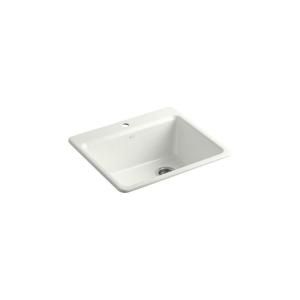 KOHLER Riverby Top Mount Cast Iron 25x22x9 5/8 1 Hole Single Bowl Kitchen Sink in Dune K 5872 1A1 NY