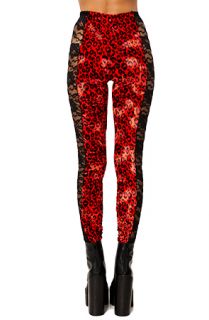 MARIALIA Lace Panel Red Cheetah Leggings