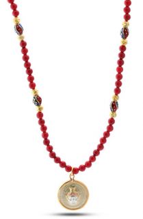 King Ice Red Coral Bead Deity Necklace