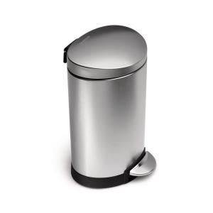 simplehuman 6 Liter Mini Semi Round Step Fingerprint Proof Brushed Stainless Steel Trash Can CW1834