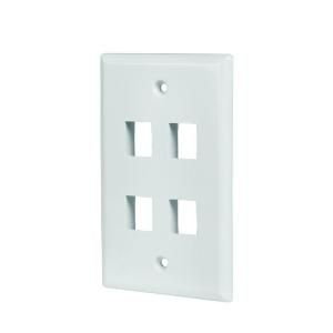 CE TECH 4 Port Wall Plate   White (5 Pack) 5004 WH 5