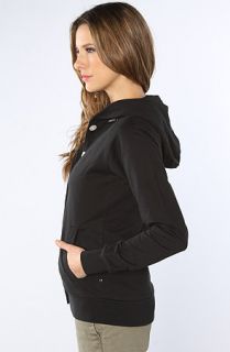 Makia Sweatshirt Button Up Hooded Raglan Sweatshirt in Black