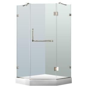 Vigo 36 in. x 78 in. Frameless Neo Angle Shower Enclosure in Chrome and Clear Glass with Base VG6062CHCL36W
