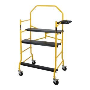 MetalTech Job Site Series 5 ft. Folding Scaffold with 5 in. Wheels, Safety Hand Rail and Tool Shelf 900 lb. Load Capacity I IMIS