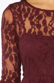Free People The Floral Mesh Lace Dress in Plum
