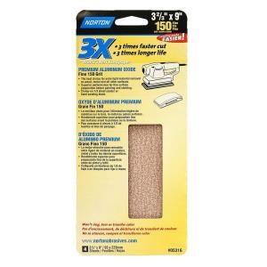Norton 3 2/3 in. x 9 in. 150 Grit Fine Aluminum Oxide Sandpaper Sheets (4 Pack) 05316