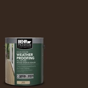 BEHR Premium 1 gal. #SC 105 Padre Brown Solid Color Weatherproofing All In One Wood Stain and Sealer 501301