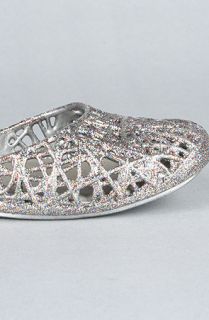 Melissa Shoes Flats Campana Zig Zag Shoe in Silver Glitter