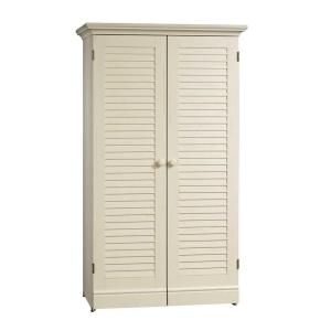 SAUDER Harbor View Collection 35 1/8 in. W x 61 5/8 in. H x 21 3/4 in. D Antiqued White Craft Armoire 158097