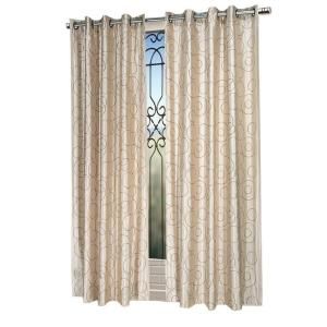 Orbit Black Lined Embroidered Grommet Curtain Panel, 84 in. Length ORB5484BLK