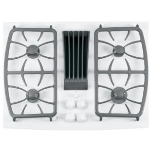 GE Profile 30 in. Gas on Glass Gas Cooktop in White with 4 Burners including a 11,000 BTU All Purpose Burner PGP989TNWW