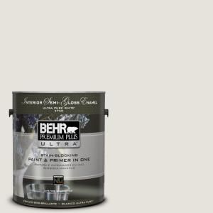 BEHR Premium Plus Ultra Home Decorators Collection 1 gal. #HDC NT 21 Weathered White Semi Gloss Enamel Interior Paint 375001