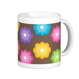 Retro Colorful Flower Pattern Coffee Mugs
