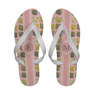 cat pattern footwear personalizable Flip Flops