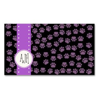 Dog Paws Traces Paw prints Purple Black Business Cards