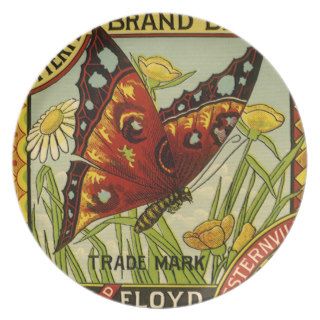 Vintage Butterfly Brand Beans Vegetable Label Art Party Plates