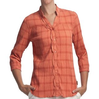 Woolrich Crystal Mountain Shirt   UPF 15  3/4 Sleeve  Stretch Cotton Seersucker (For Women)   CALYPSO (L )