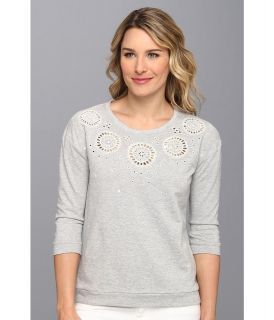 TWO by Vince Camuto Embellished Sweatshirt Womens Sweatshirt (Gray)